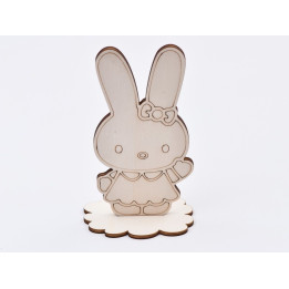 L667-Decoratiune din lemn Iepuras cu suport - 16x7 cm- 1 buc