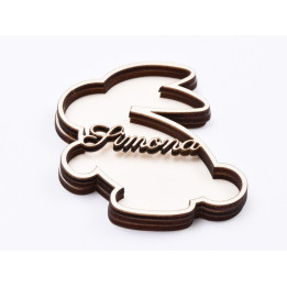 L682-Decupaj iepuras 3 straturi pt licheni personalizabil cu nume 10x8cm  -1 buc