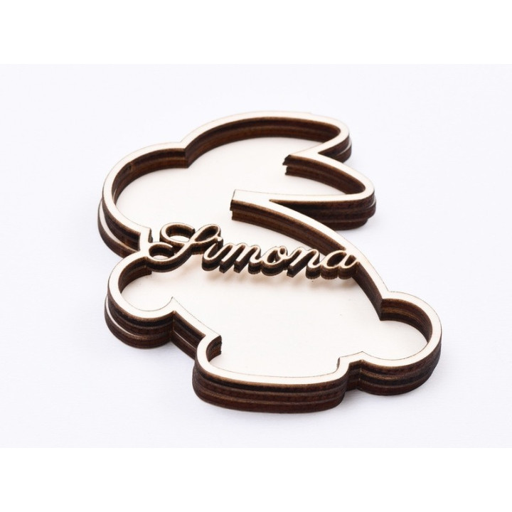 L682-Decupaj iepuras 3 straturi pt licheni personalizabil cu nume 10x8cm  -1 buc