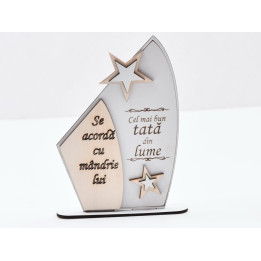 L714-Trofeu din lemn "Cel mai bun tata"  17x11cm - 1 buc