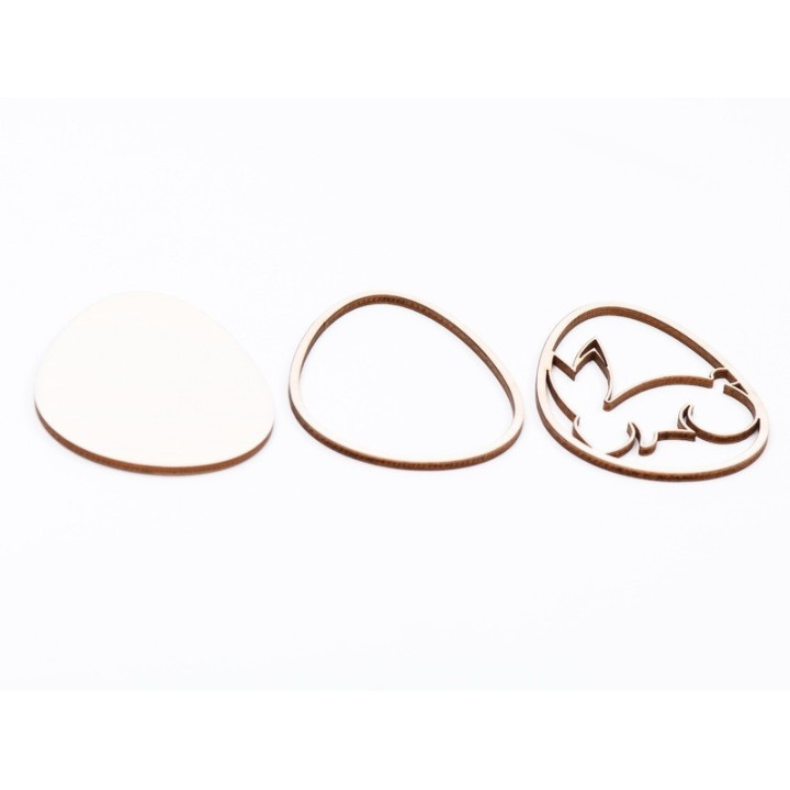 L716-Ou cu iepuras decorativ pentru licheni 3 straturi 12x8.5cm  - 1 buc