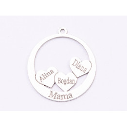 E1554 G Decupaj mama cu inimioare personalizabile 18x19.5mm, 0.6mm 1 buc