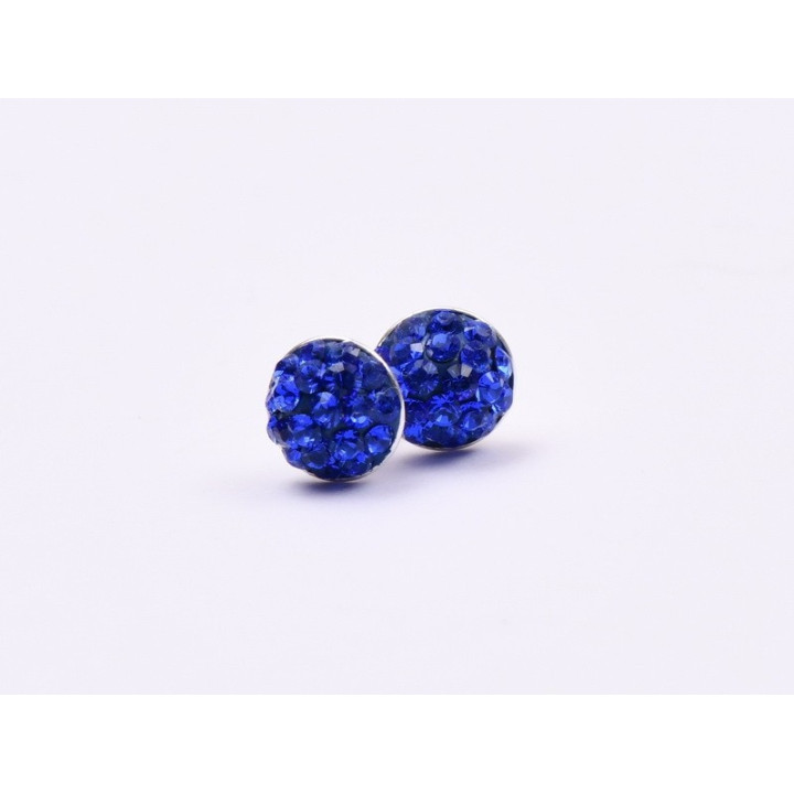 Cercei 6mm cu Ceralun albastru si cristale Majestic Blue - 1 pereche