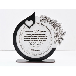 L718-Decoratiune MDF "Esti tot ce am nevoie" 19x20cm  - 1 buc