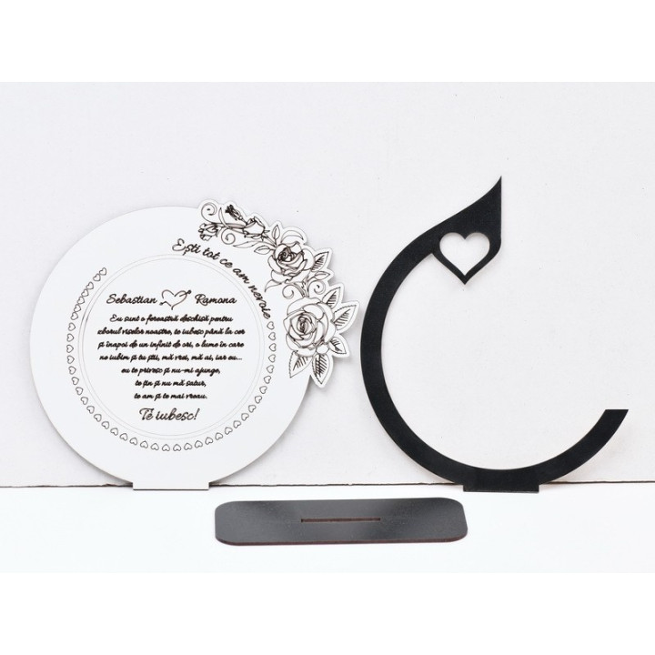 L718-Decoratiune MDF "Esti tot ce am nevoie" 19x20cm  - 1 buc