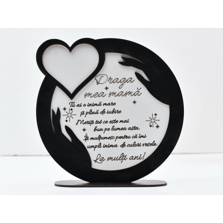 L722-Decoratiune MDF "Draga mama" 20x20cm  - 1 buc