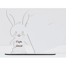 L725-Decoratiune din lemn  "Iepuras cu inima"  15x20cm - 1 buc