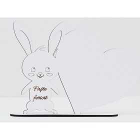 L725-Decoratiune din lemn "Iepuras cu inima" 15x20cm - 1 buc