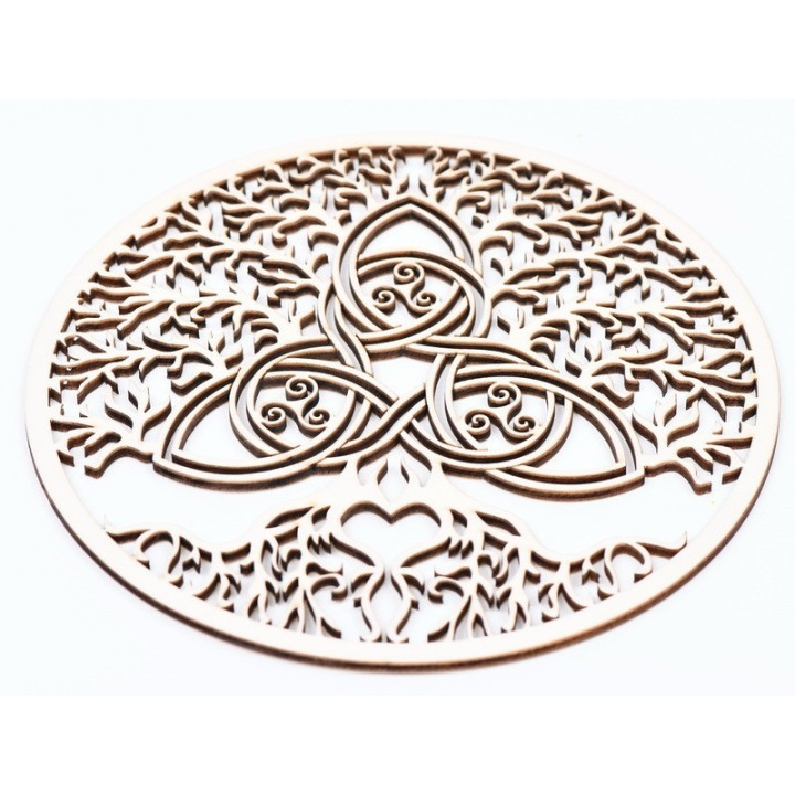 L728-Decoratiune lemn "Copacul vietii cu motive celtice" 20cm  - 1 buc