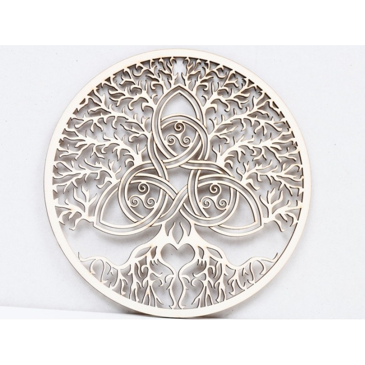 L728-Decoratiune lemn "Copacul vietii cu motive celtice" 20cm  - 1 buc
