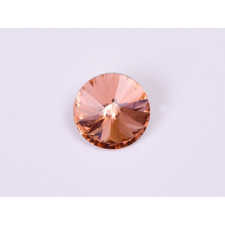 P4513-Austria Rivoli Round Stone, 12mm, Padparadscha Silver Foiled - 1 buc
