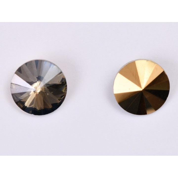 P4514-Austria Rivoli Round Stone, 12mm, Crystal Dorado Silver Foiled - 1 buc