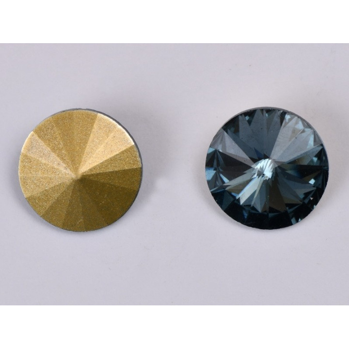 P4515-Austria Rivoli Round Stone, 12mm, Indian Sapphire Silver Foiled - 1 buc