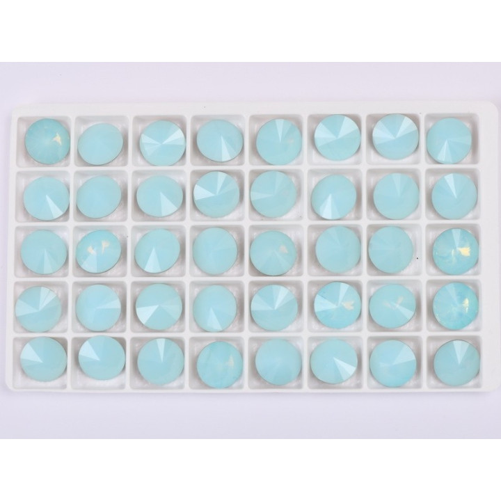 P4519-Austria Rivoli Round Stone, 12mm, Aqua Opal Silver Foiled - 1 buc