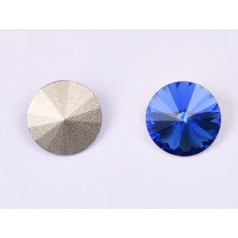 P4520-Austria Rivoli Round Stone, 12mm, Sapphire Silver Foiled - 1 buc