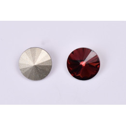 P4532-Austria Rivoli Round Stone, 12mm, Burgundy Silver Foiled - 1 buc