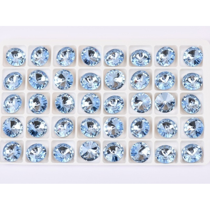 P4533-Austria Rivoli Round Stone, 12mm, Light Sapphire Silver Foiled - 1 buc