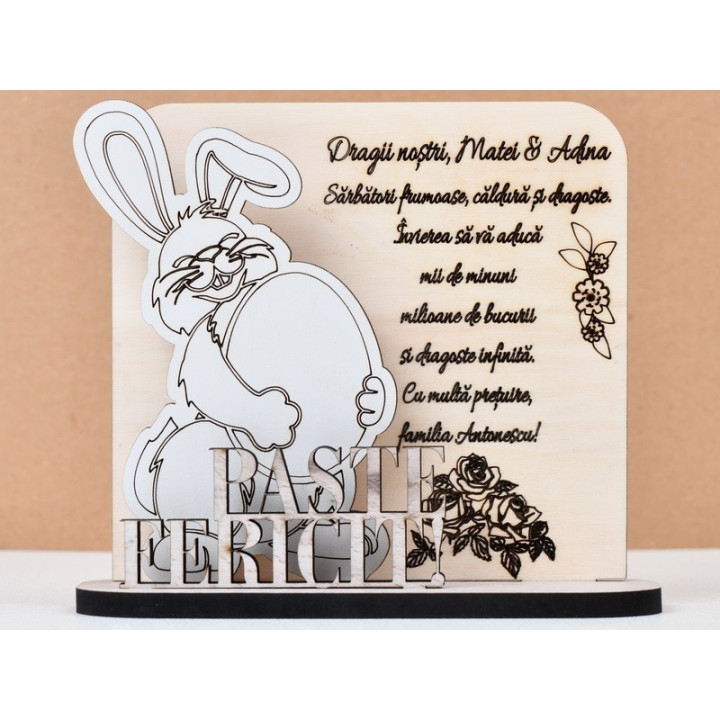 L729- Pereche cercei MDF model geometric 6x2 cm  -1 pereche
