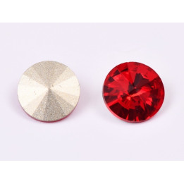 P4534-Austria Rivoli Round Stone, 12mm, Ruby Silver Foiled - 1 buc
