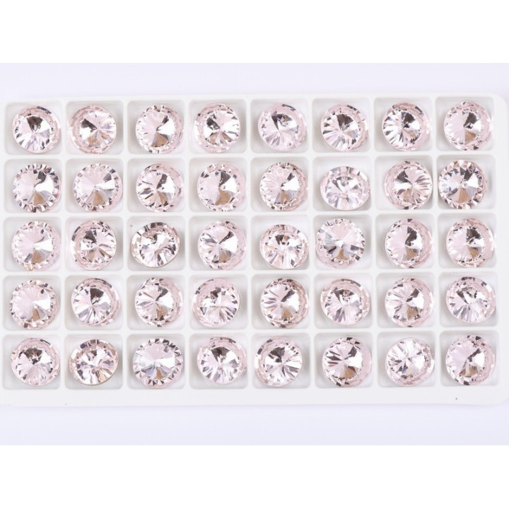 P4535-Austria Rivoli Round Stone, 12mm, Rosaline Silver Foiled - 1 buc
