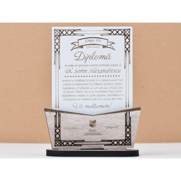 L731 -Decoratiune "Diploma in semn de apreciere" 16x12 cm  -1 bucata