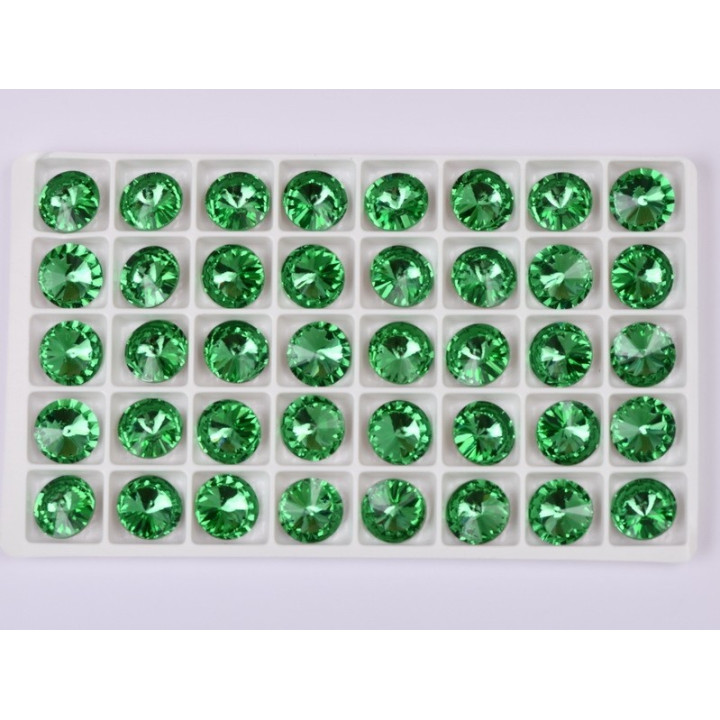 P4537-Austria Rivoli Round Stone, 12mm, Erinite Silver Foiled - 1 buc