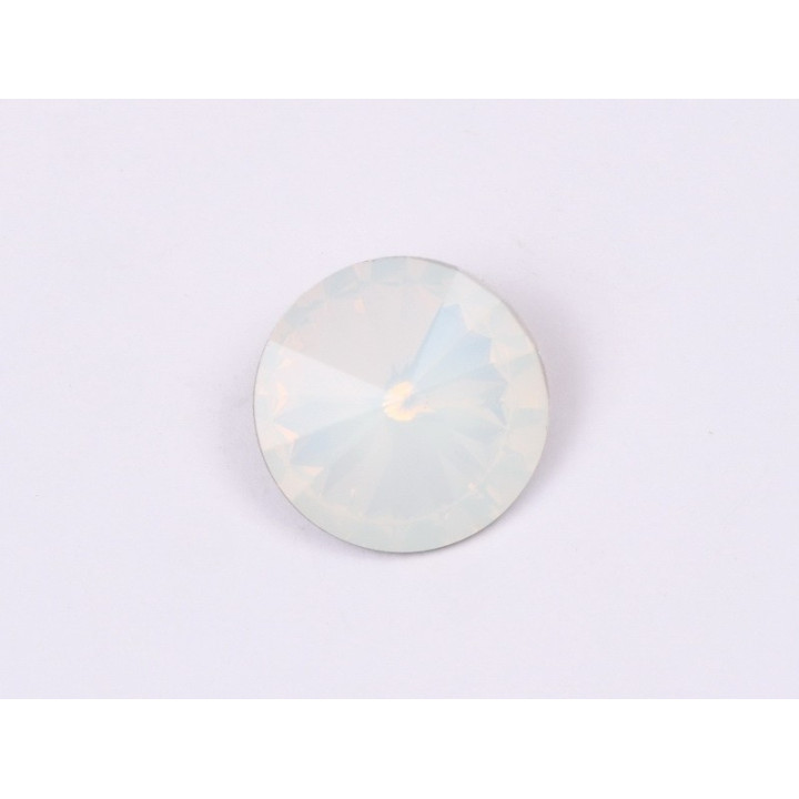 P4538-Austria Rivoli Round Stone, 12mm, White Opal Silver Foiled - 1 buc