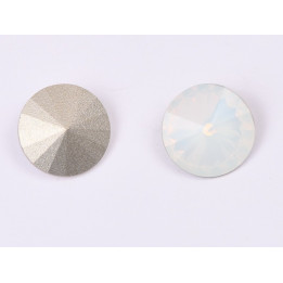 P4538-Austria Rivoli Round Stone, 12mm, White Opal Silver Foiled - 1 buc