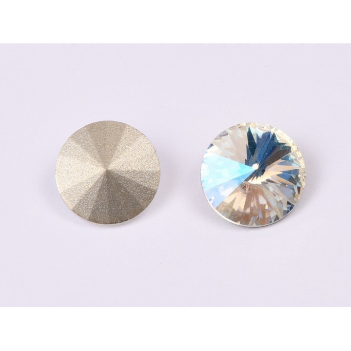 P4539-Austria Rivoli Round Stone, 12mm, Crystal Moonlight Silver Foiled - 1 buc