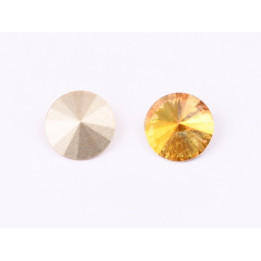 P4541-Austria Rivoli Round Stone, 12mm, Crystal Metallic Sunshine Silver Foiled - 1 buc