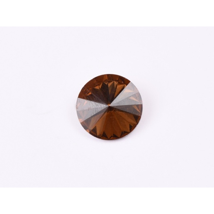 P4543-Austria Rivoli Round Stone, 12mm, Smoked Topaz Silver Foiled - 1 buc