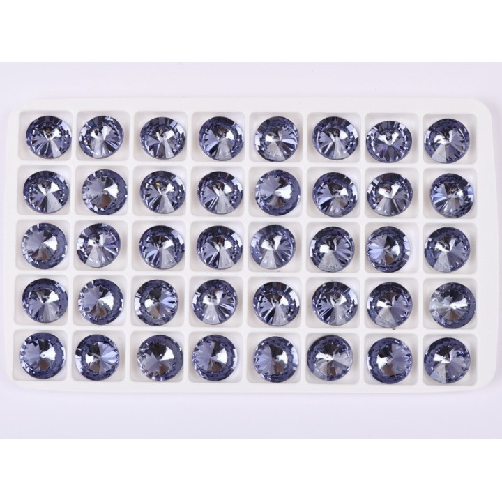 P4544-Austria Rivoli Round Stone, 12mm, Tanzanite Silver Foiled - 1 buc