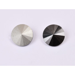 P4548-Austria Rivoli Round Stone, 12mm, Jet Hematite Silver Foiled - 1 buc