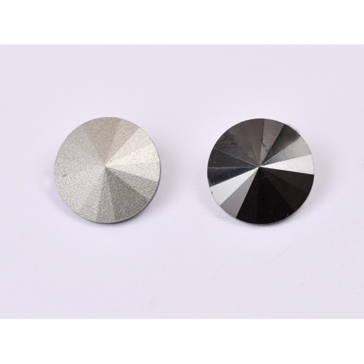 P4548-Austria Rivoli Round Stone, 12mm, Jet Hematite Silver Foiled - 1 buc