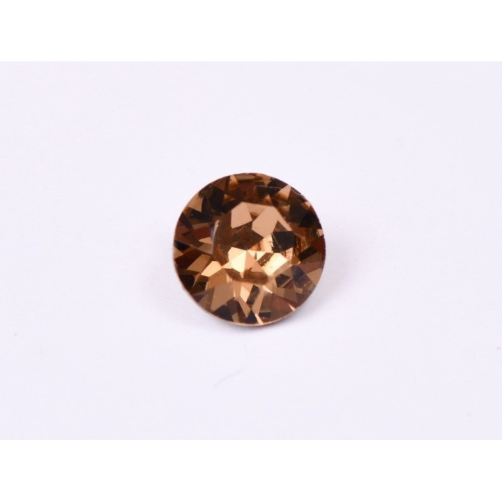 0225-Austria Chaton Round Stone, 7mm, Smoked Topaz Silver Foiled - 1 buc
