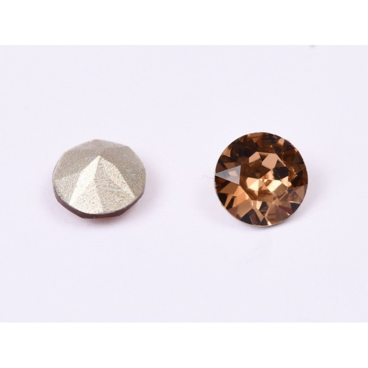 0225-Austria Chaton Round Stone, 7mm, Smoked Topaz Silver Foiled - 1 buc