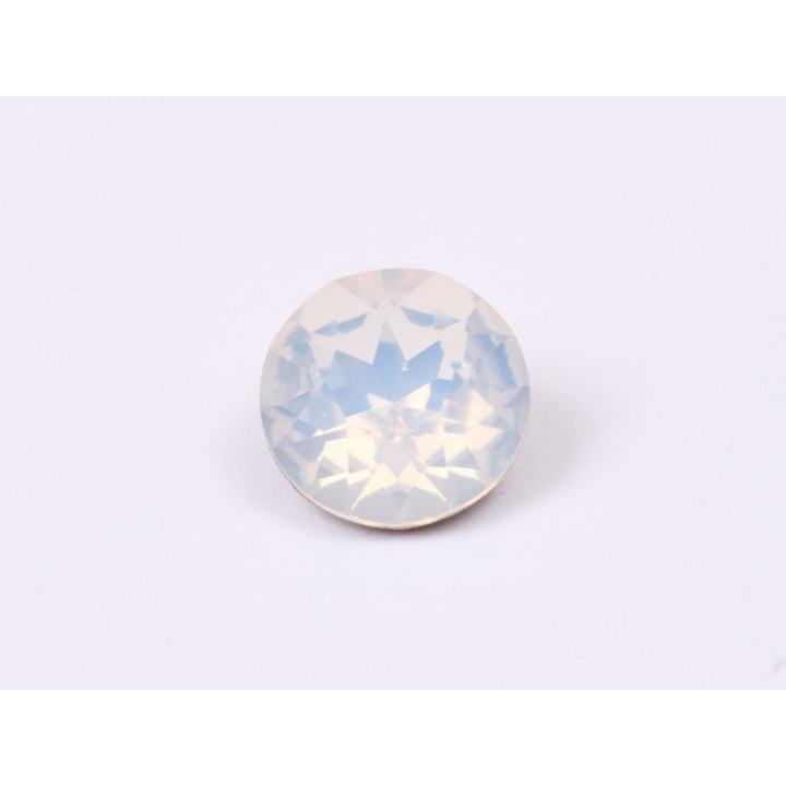 0437-Austria Chaton Round Stone, 6mm, White Opal Silver Foiled - 1 buc