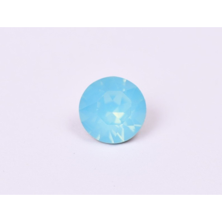 0528-Austria Chaton Round Stone, 6mm, Aqua Opal Silver Foiled - 1 buc