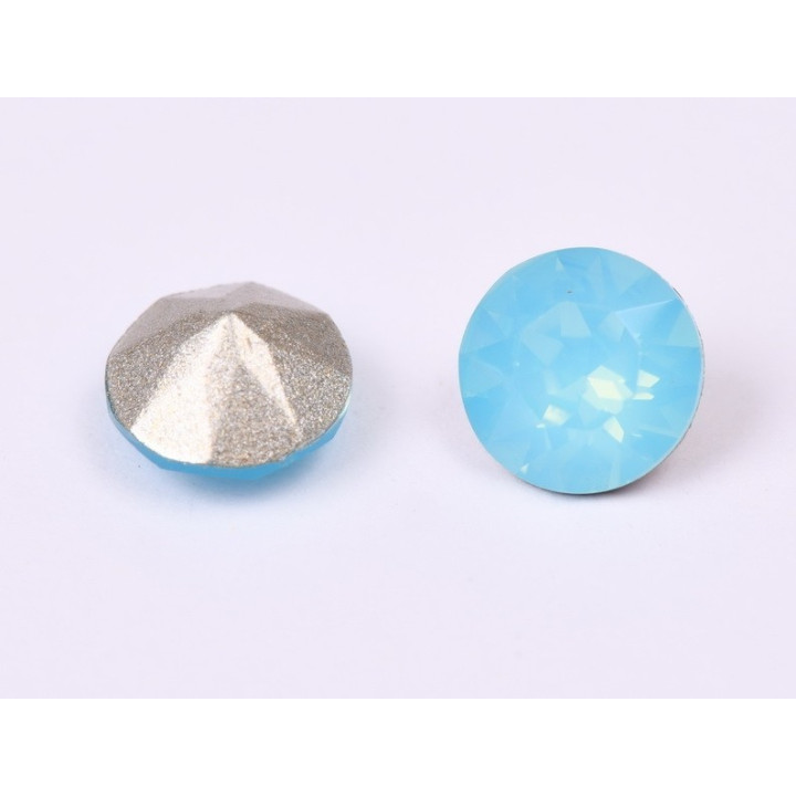 0528-Austria Chaton Round Stone, 6mm, Aqua Opal Silver Foiled - 1 buc