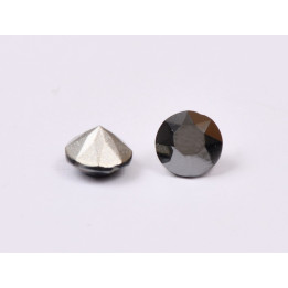 0531-Austria Chaton Round Stone, 6mm, Jet Hematite Silver Foiled - 1 buc