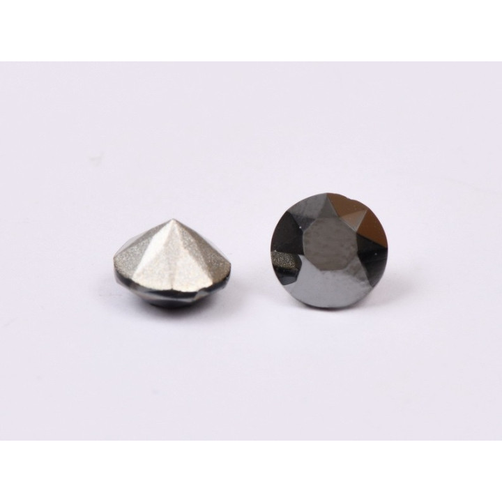0531-Austria Chaton Round Stone, 6mm, Jet Hematite Silver Foiled - 1 buc