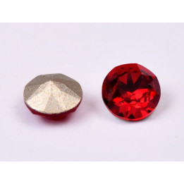 0590-Austria Chaton Round Stone, 6mm, Ruby Silver Foiled- 1 buc
