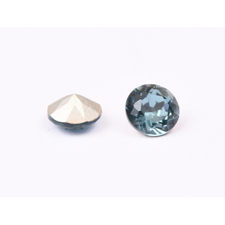 0591-Austria Chaton Round Stone, 6mm, Denim Blue Silver Foiled- 1 buc