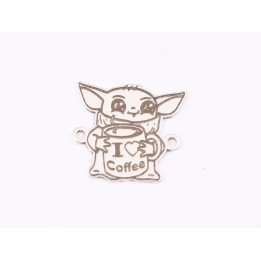 E1605 G Link Argint 925 "Yoda loves coffee" 12.5x11mm, 0.5mm 1 buc