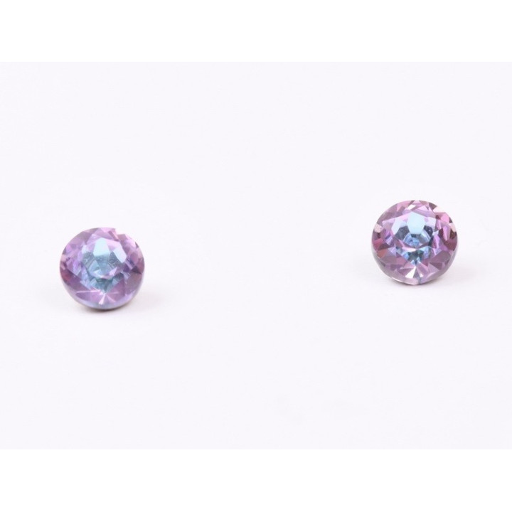 0610-Austria Chaton Round Stone, 7mm, Crystal Vitrail Light Silver Foiled - 1 buc
