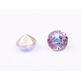 0610-Austria Chaton Round Stone, 7mm, Crystal Vitrail Light Silver Foiled - 1 buc