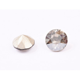 0611-Austria Chaton Round Stone, 6mm, Crystal Satin Silver Foiled- 1 buc