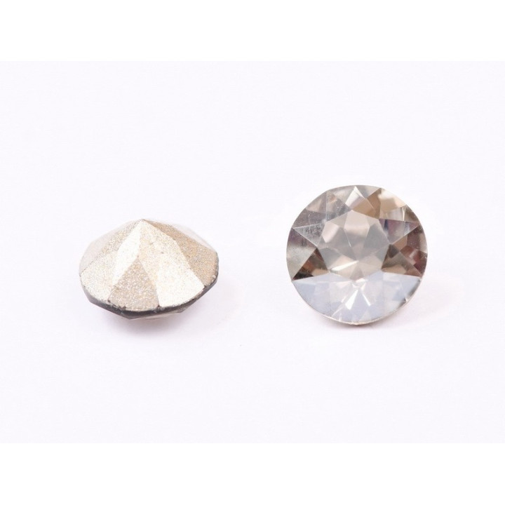 0611-Austria Chaton Round Stone, 6mm, Crystal Satin Silver Foiled- 1 buc