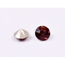 0613-Austria Chaton Round Stone, 6mm, Burgundy Silver Foiled- 1 buc