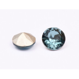 0624-Austria Chaton Round Stone, 6mm, Indian Sapphire Silver Foiled- 1 buc
